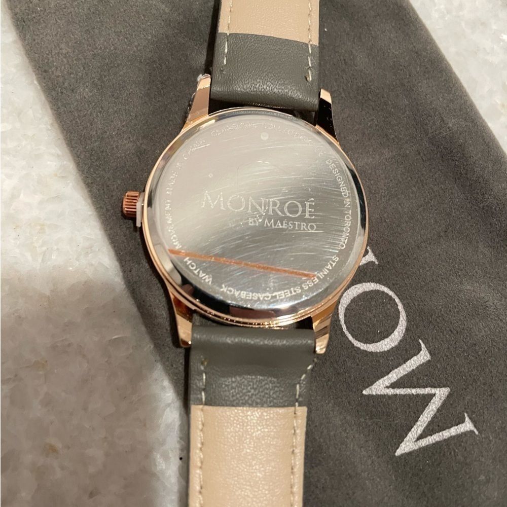 Rose Gold Watch with Charcoal Leather Strap New - Picture 2 of 6